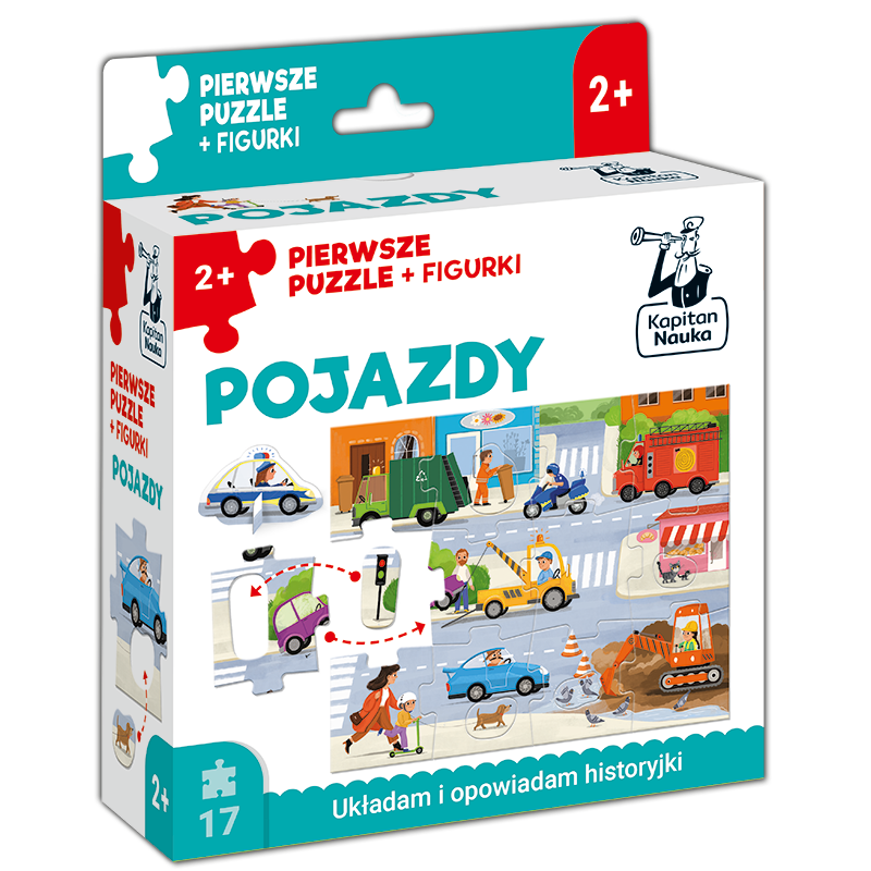 Pierwsze Puzzle Pojazdy + figurki Dla dzieci Kapitan Nauka